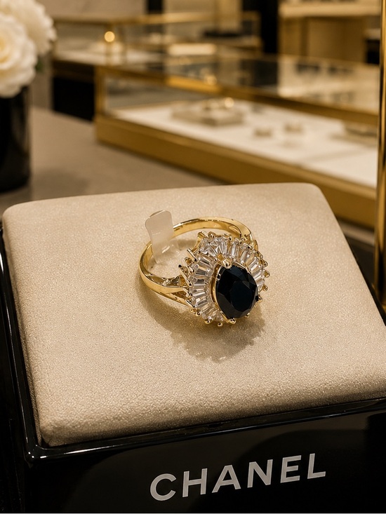 Neiman Marcus Jewelry - Lab created Pear Black Onyx Halo Ring